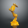 Yellow Mechanical Arm 3D Model Featuring Detailed Metallic Joints And Stable Base Structure 3d model