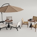 Outdoor Leisure Tables and Chairs Negotiation Tables and Chairs Side Corner Umbrella Outside Tables and Chairs 3d model