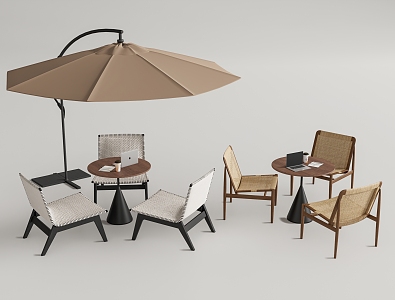 Outdoor Leisure Tables and Chairs Negotiation Tables and Chairs Side Corner Umbrella Outside Tables and Chairs 3d model