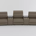 Brown Leather Three Seat Sofa Set With Console Tables Modern Design 3d model