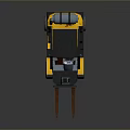 Yellow Komatsu Forklift With Front Forks Cab And Black Tires On Reflective Surface