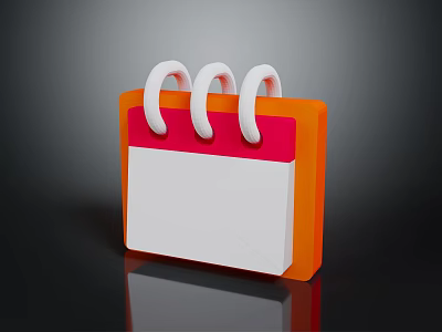 Colorful 3D Calendar Design With Orange Pink Border White Page And Three Rings 3d model