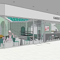 CAKESTAR Dessert Shop Modern Interior With Green Decor Tables Chairs And Bar Counter
