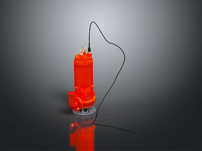 Durable Orange Submersible Pump With Electric Cable For Industrial Equipment Applications 3d model