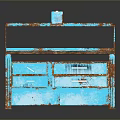 Rustic Blue Desk With Wooden Top And Rusted Metal Frame Drawers