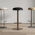 Modern Bar Stools With White Black Light Wooden Seats And Metal Legs