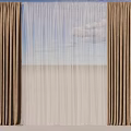 Dark Brown Velvet And White Sheer Floor Length Curtains For Modern Interior Design