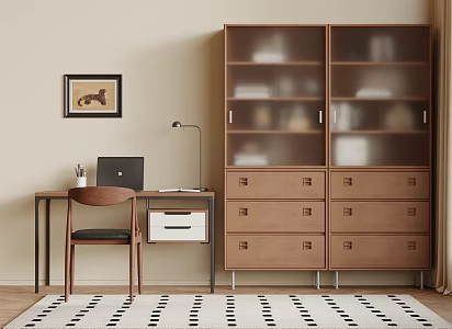 Antique Desk Bookcase Study 3d model