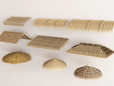Crop Stalks Used For Traditional Thatched Roofs In Various Shapes 3d model