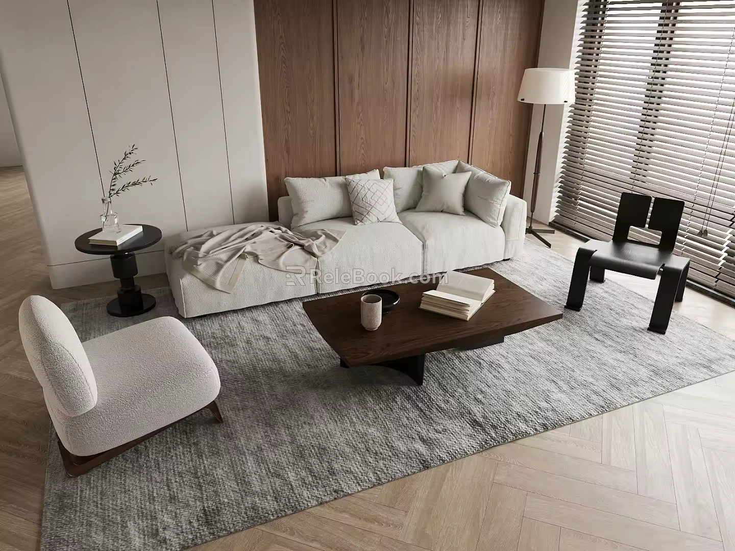Mid-ancient style sofa coffee table combination 3d model