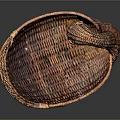 Handcrafted Swan Shaped Woven Basket With Intricate Texture And Brown Finish