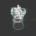 Complex Mechanical Device With Metal Components And Cylindrical Base On Black Background