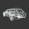Blue Classic Station Wagon Car With Vintage Design And Rear Details