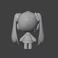 Chibi Style Game Anime Character With Blue Long Twintails And Headphones