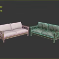 Modern Two Seater Sofa With Wooden Frame And Light Dark Contrasting Upholstery Design