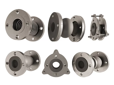 Various Pipe Fittings And Flange Connections Displayed 3d model