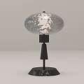 Modern Table Lamp With Textured Glass Shade And Black Base Stand Design