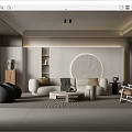 Modern Living Room Interior With Round Decor Sofa Coffee Table And Soft Lighting 3d model