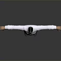 Man With Arms Outstretched In White Shirt Black Pants Black Shoes On Gray Background