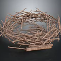 Natural Circular Twig Structure Formed By Intertwined Branches As Decorative Piece 3d model