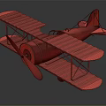 Vintage Style Yellow Biplane Airplane Model With Black Propeller And Orange Struts