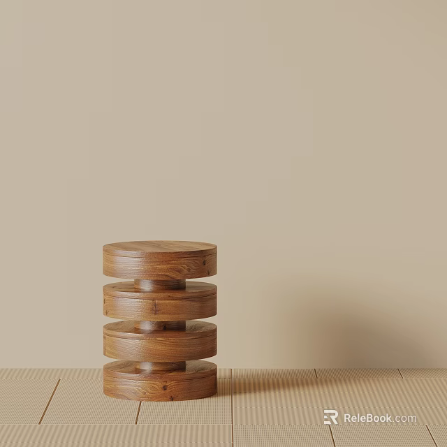 Natural Wood Side Table With Stacked Circular Tiers And Modern Minimalist Design 3d model 