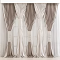 Elegant Beige And Light Brown Pleated Curtains With Sheer Layers And Tiebacks