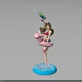 Green Haired Female Character Standing On Pink Creature Holding Spray Can With Blue Cloud Base