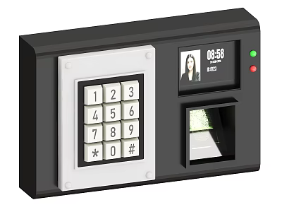 Commercial Security Access Control Device With Fingerprint Scanner Keypad And Time 3d model