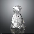 Silver Metallic Ornate Decorative Armor With Intricate Patterns Red Accents And Detailed Design