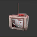 Vintage Electronic Device With Red Display Screen Knobs Buttons And Antenna