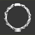 Silver Ring With Intertwined Chain Design Square Center And Sparkling Diamond Accent Polished Shiny Surface