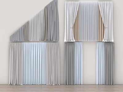 Curtains In Various Colors With Modern Pleated Design For Home Interiors 3d model