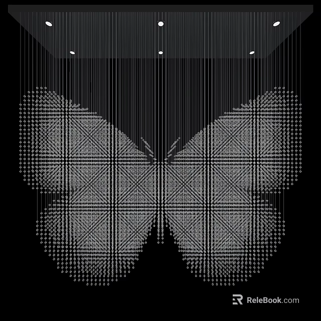 Intricate Butterfly Shaped Hanging Decoration with Grid Pattern and Small Beaded Dots 3d model 