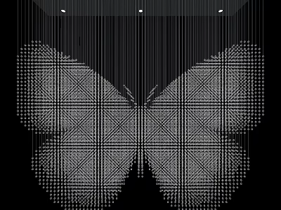 Intricate Butterfly Shaped Hanging Decoration with Grid Pattern and Small Beaded Dots 3d model
