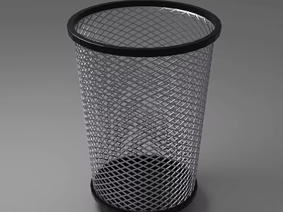 Public Facility Metal Mesh Trash Can With Black Rim Sturdy Design For Public Spaces 3d model