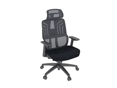 Adjustable Office Chair With Mesh Back Headrest And Black Seat Wheels 3d model