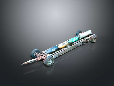 Mobile Wheeled Military Weapon With Multiple Colored Sections And Rocket Structure Design 3d model
