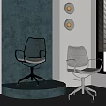 Modern Office Chairs with Mesh Backrest Armrests and Wheels in Minimalist Interior Design
