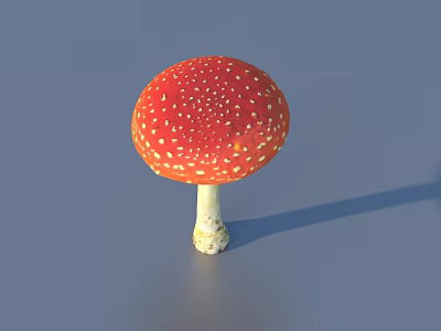 Red Mushroom Ornament with White Spots on Cap and White Stem for Home Decoration 3d model