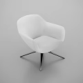 Modern White Leisure Chair With Curved Armrests Sleek Metal Base And Smooth Surface