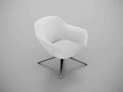 Modern White Leisure Chair With Curved Armrests Sleek Metal Base And Smooth Surface 3d model