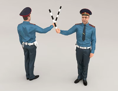Two Men In Uniform Exchanging Traffic Baton 3d model Two Men In Uniform Exchanging Traffic Baton 3d model