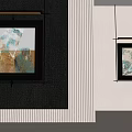 Abstract Paintings Framed Hanging On Modern Black And White Walls Interior Design