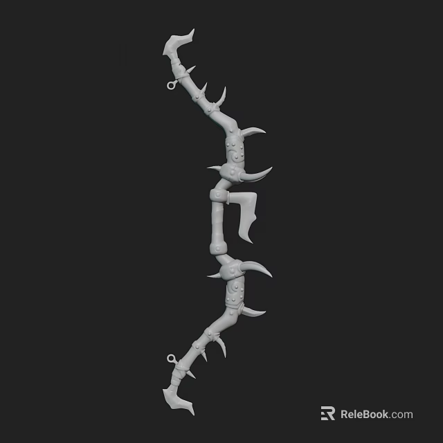White Spiked Bladed Chain Weapon Model With Curved Structure And Sharp Edges 3d model 