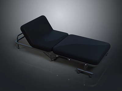 Black Adjustable Reclining Chair with Metal Frame and Rolling Wheels 3d model