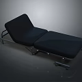 Black Adjustable Reclining Chair with Metal Frame and Rolling Wheels