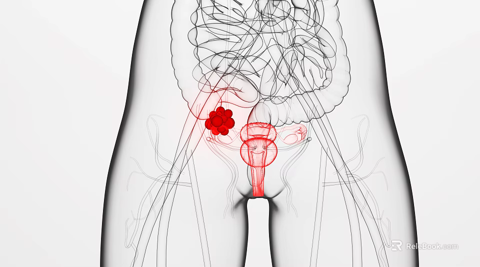 Medical Device Anatomical Visualization Tool Showing Human Lower Abdomen Reproductive Urinary Systems Red Marked Areas 3d model 