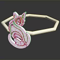 Silver Ring With Fox Head And Spiral Design Metallic Shiny Finish 3d model