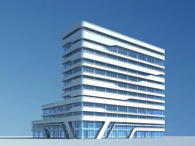 Modern Office Building With Glass Curtain Wall And Unique Architectural Design 3d model
